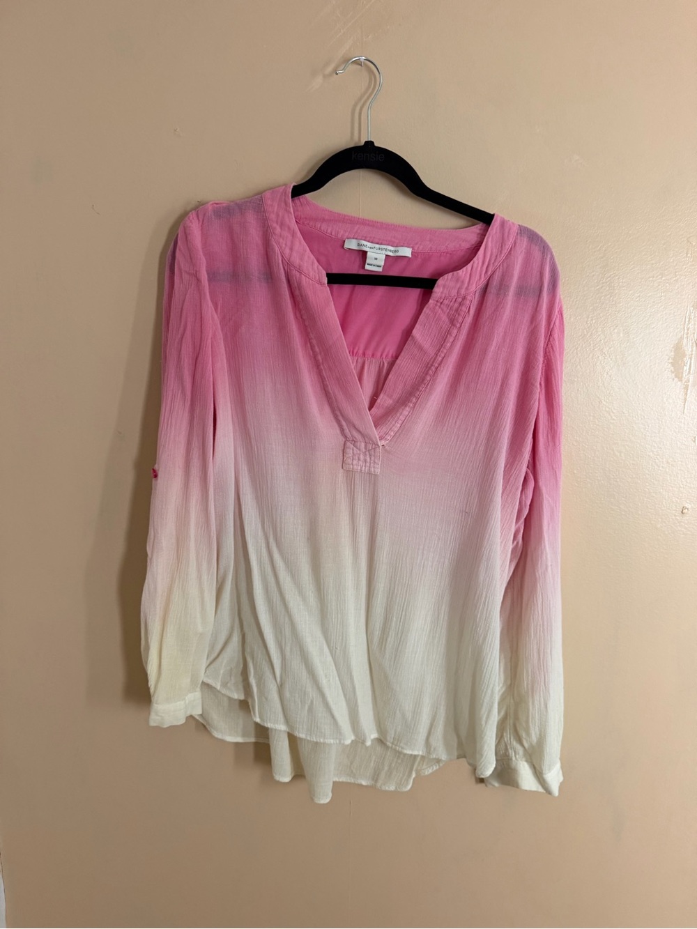 Diane Von Furstenberg pink ombré long sleeve blouse